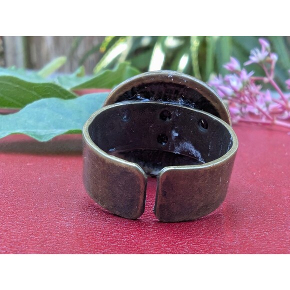 Vintage Enamel Ring, Baroque Adjustable Ring - Picture 6 of 9